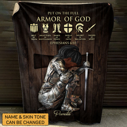 Customizable 'Armor of God' Prayer Blanket with Personalized Name - CHRISTIANARTBAG cABBL06050424.