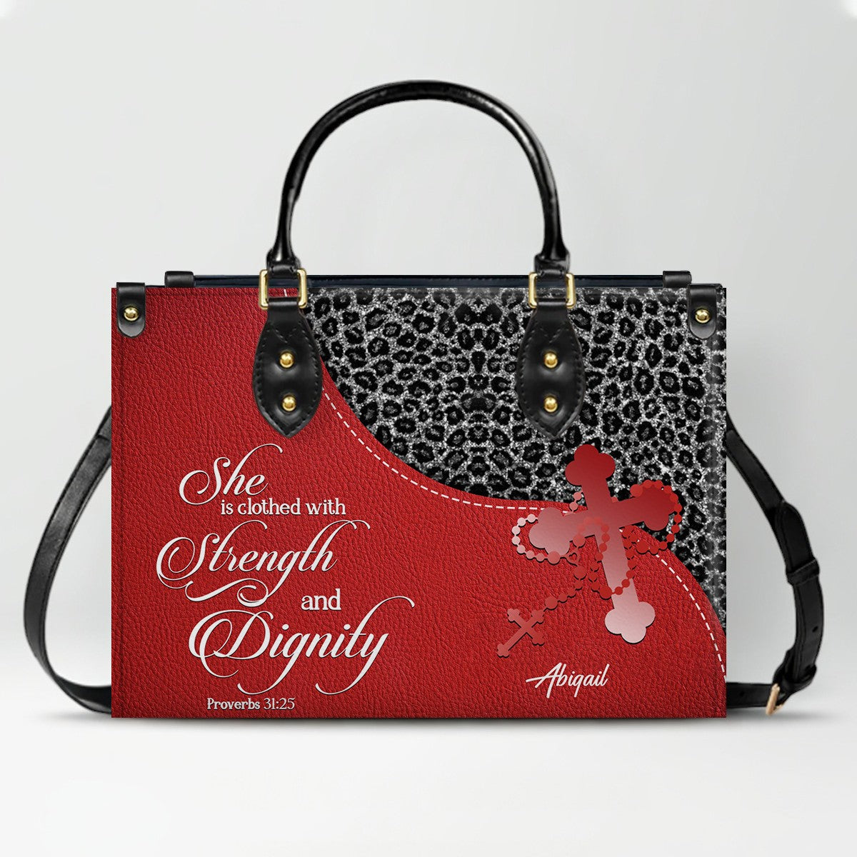 Personalized Christian Leather Handbag with Custom Bible Verse – Leopard Print Faith Purse Gift for Women by CHRISTIANARTBAG