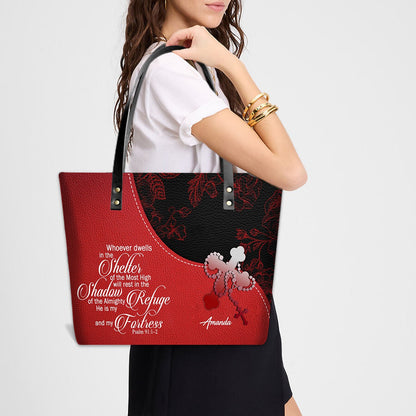 Personalized Christian Red Leather Tote Bag Luxury with Bible Verses – Custom Name & Color Handbag by CHRISTIANARTBAG