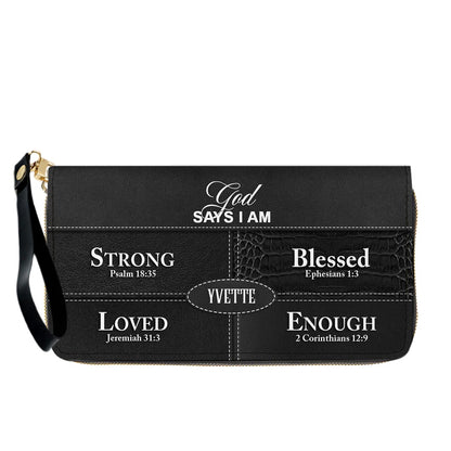 Personalized “God Says I Am” Leather Handbag for Christian Women – Custom Name & Color | CHRISTIANARTBAG 0111725