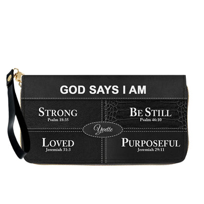 Personalized “God Says I Am” Leather Handbag for Christian Women – Custom Name & Color | CHRISTIANARTBAG 0111825