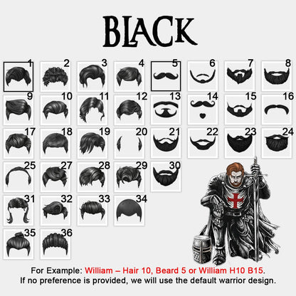 Personalized Christian Hawaiian Shirt – Custom Name, Hair & Beard Style Warrior of Christ Design