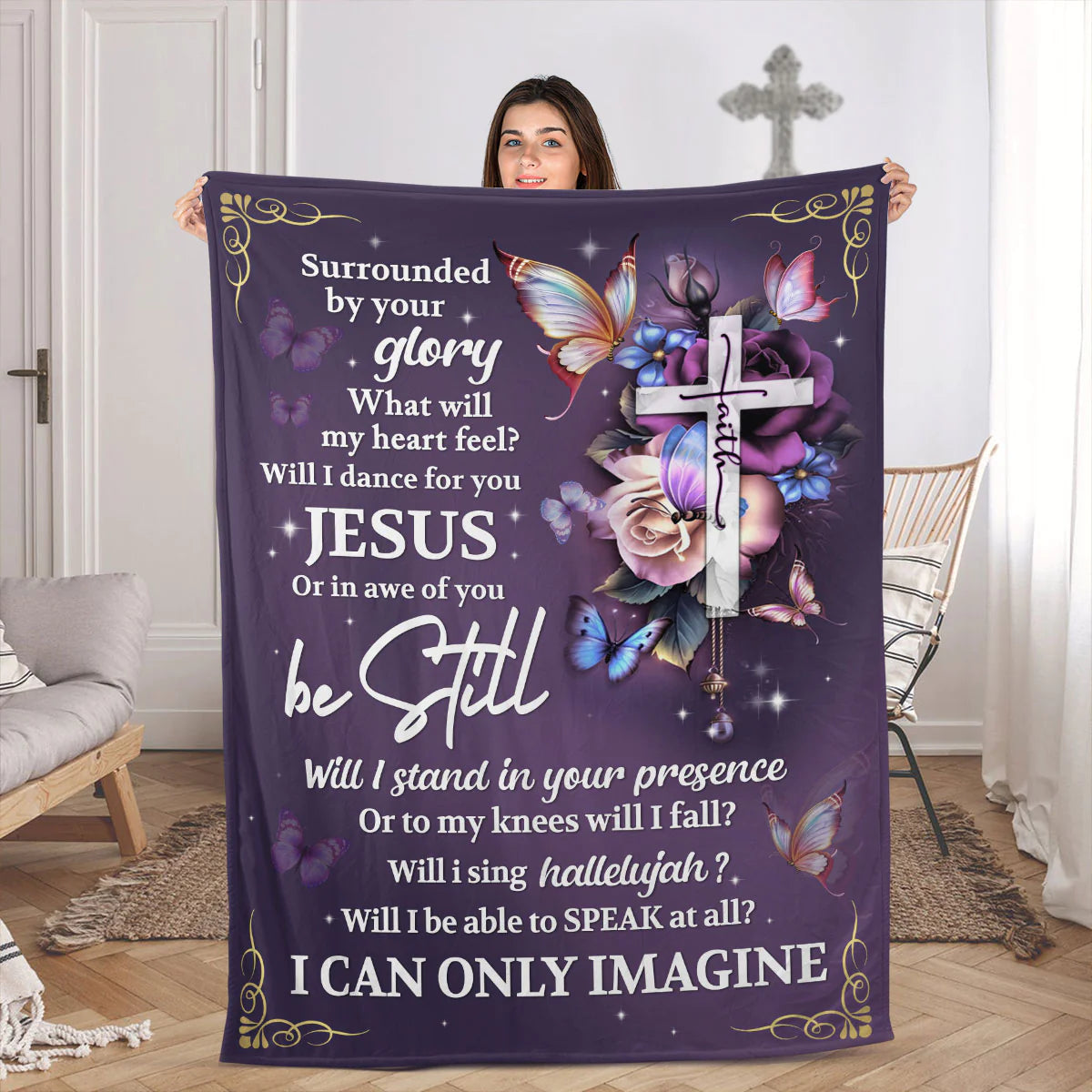 Christianart Blanket, Surrounded By Your Glory, Christian Blanket, Bible Verse Blanket, Christmas Gift, CABBK10111223. - Christian Art Bag