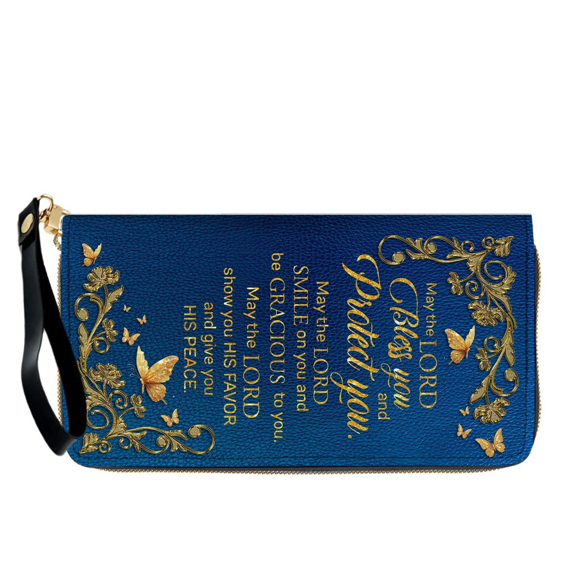 Personalized Christian Leather Handbag – Gold Navy Bible Verse Tote for Women | CHRISTIANARTBAG CAB01122525