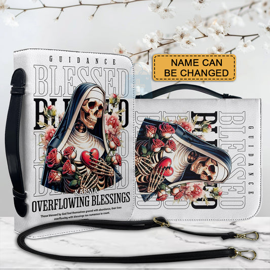 CHRISTIANARTBAG Bible Cover - Guidance Blessed Overflowing Blessings Ephesians - Personalized Bible Cover, CABBBCV04060924.