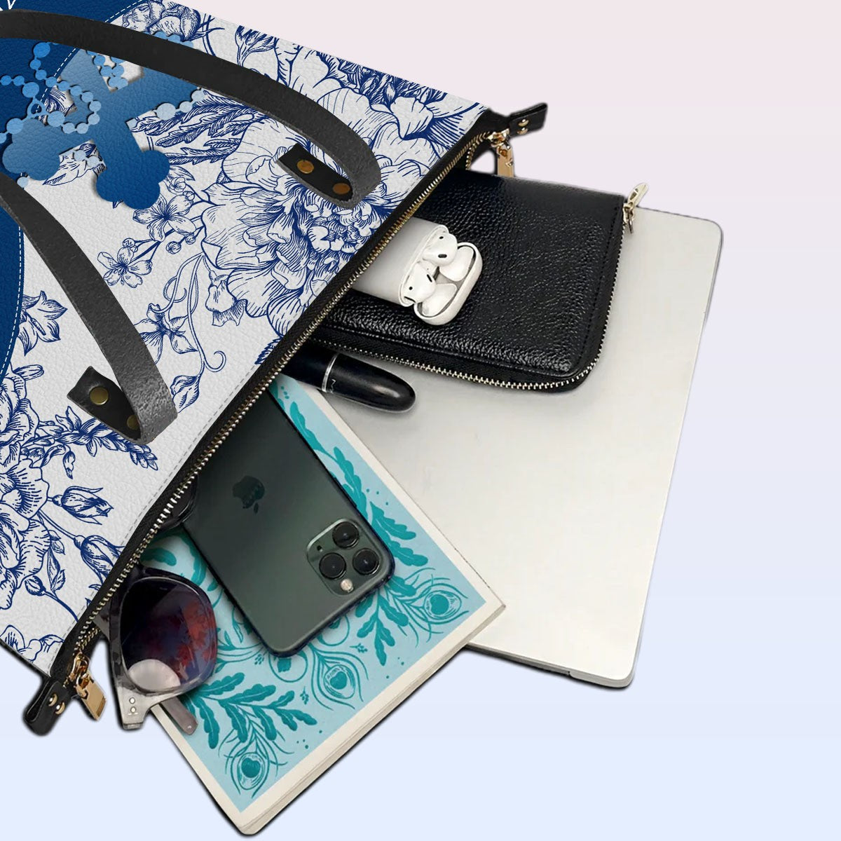 Personalized Christian Leather Tote Bag – Custom Name, Color & Bible Verse | CHRISTIANARTBAG