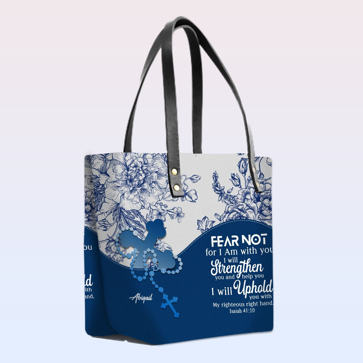 Personalized Christian Leather Tote Bag – Custom Name, Color & Bible Verse | CHRISTIANARTBAG