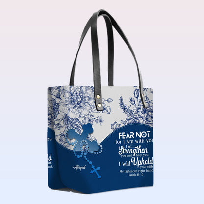 Personalized Christian Leather Tote Bag – Custom Name, Color & Bible Verse | CHRISTIANARTBAG