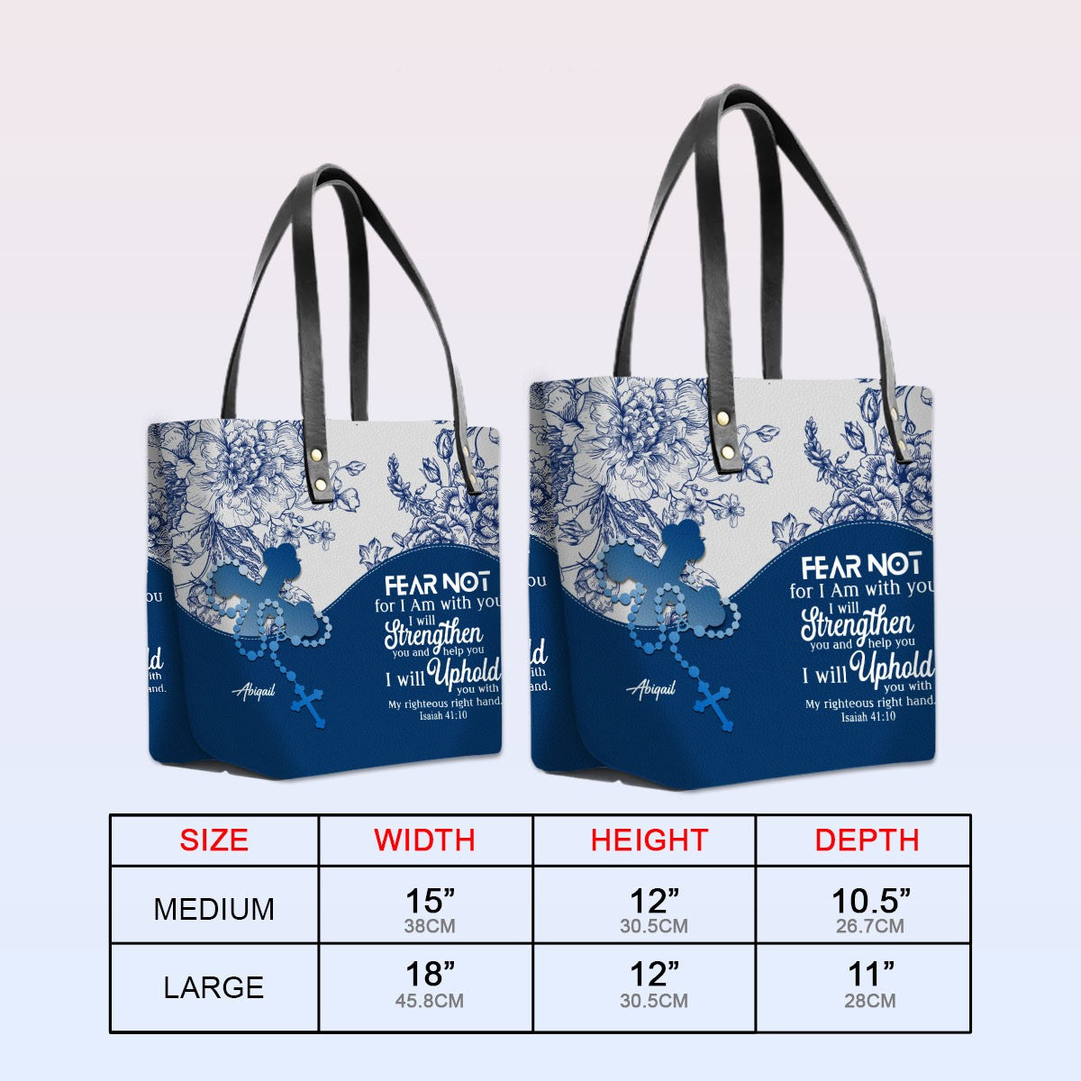 Personalized Christian Leather Tote Bag – Custom Name, Color & Bible Verse | CHRISTIANARTBAG