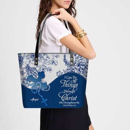 Personalized Christian Leather Tote Bag – Custom Name, Color & Bible Verse | CHRISTIANARTBAG