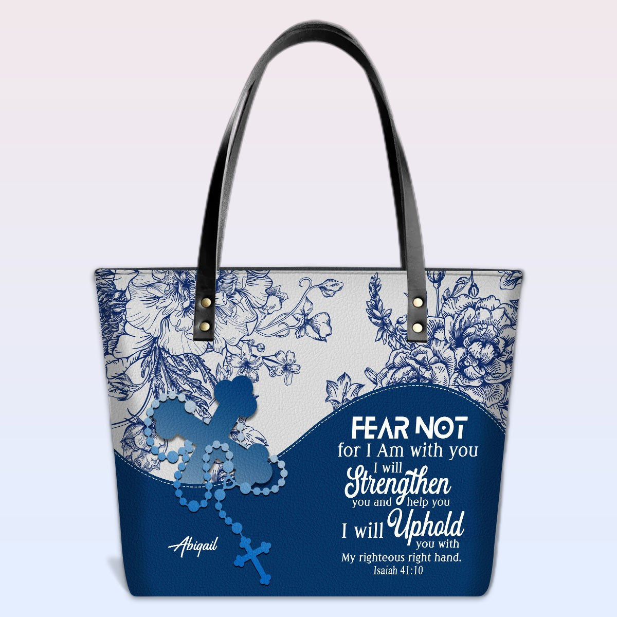 Personalized Christian Leather Tote Bag – Custom Name, Color & Bible Verse | CHRISTIANARTBAG