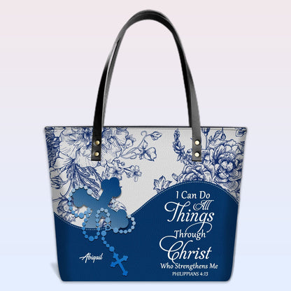 Personalized Christian Leather Tote Bag – Custom Name, Color & Bible Verse | CHRISTIANARTBAG