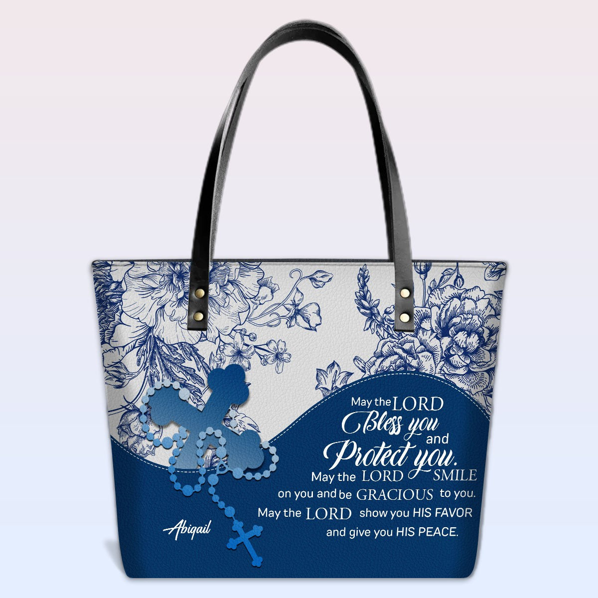 Personalized Christian Leather Tote Bag – Custom Name, Color & Bible Verse | CHRISTIANARTBAG