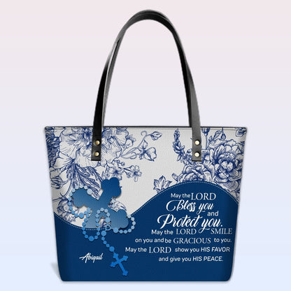 Personalized Christian Leather Tote Bag – Custom Name, Color & Bible Verse | CHRISTIANARTBAG