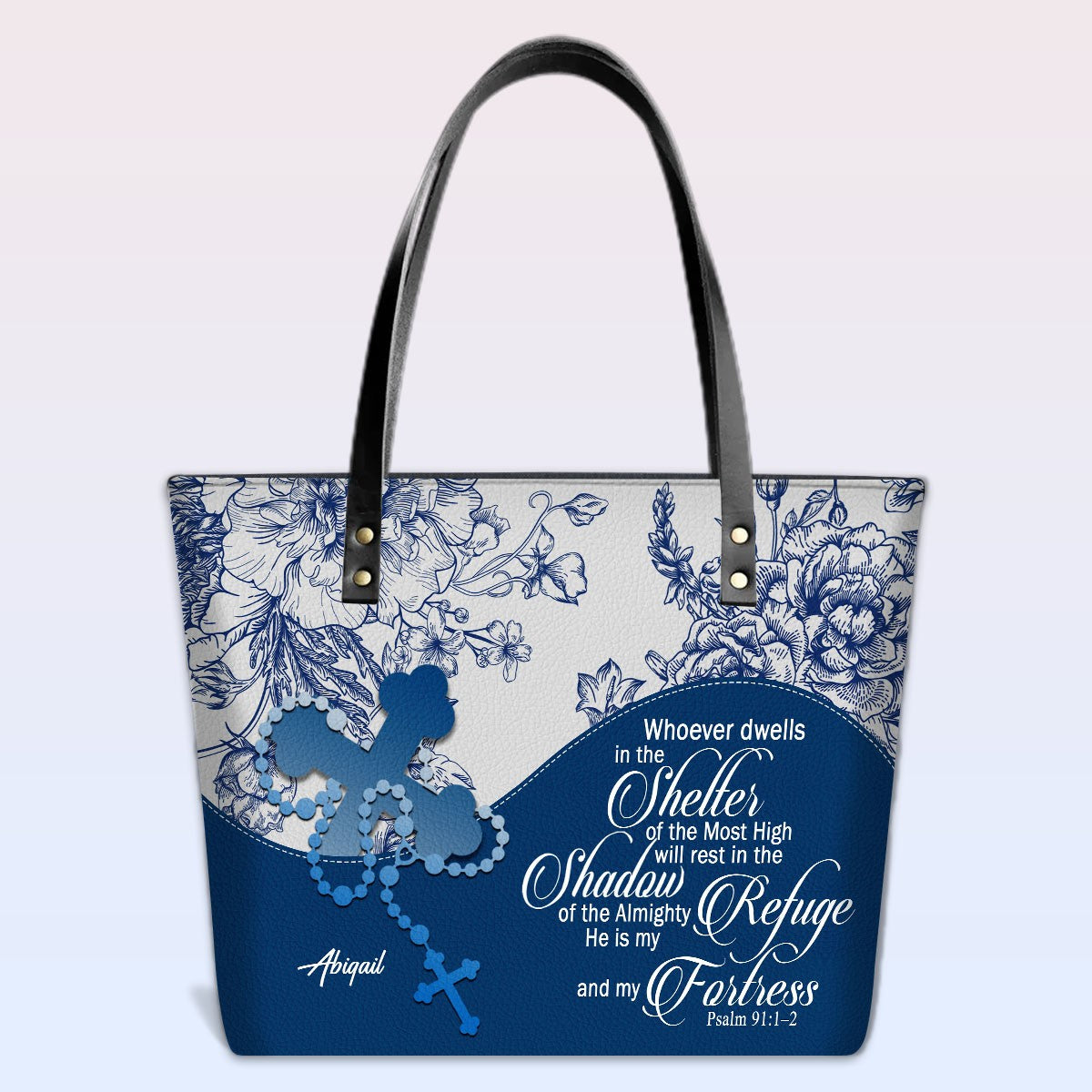 Personalized Christian Leather Tote Bag – Custom Name, Color & Bible Verse | CHRISTIANARTBAG