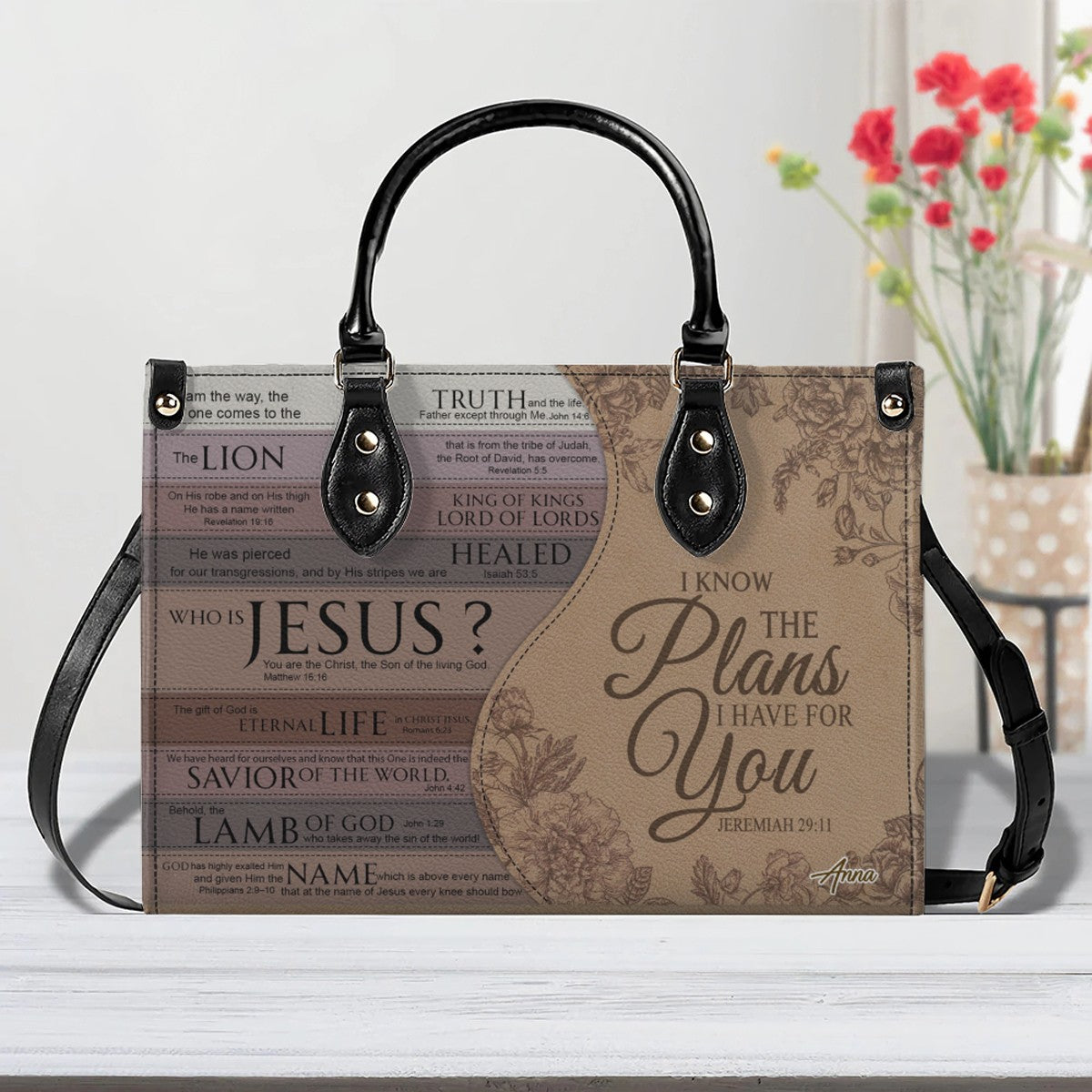 Personalized Leather Handbag for Christian Women – Jeremiah 29:11 “I Know the Plans I Have for You” – CHRISTIANARTBAG Faith Purse Gift