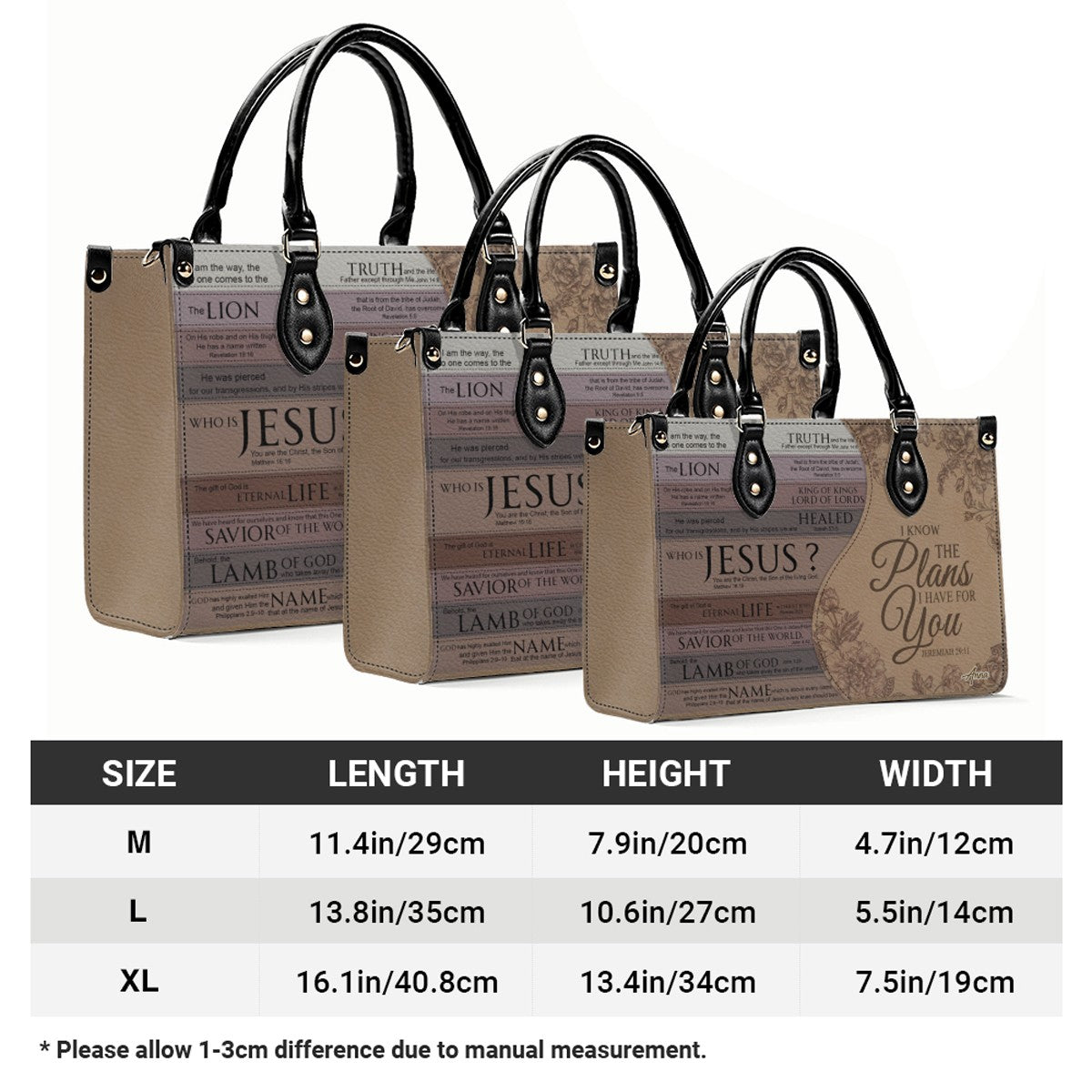 Personalized Leather Handbag for Christian Women – Jeremiah 29:11 “I Know the Plans I Have for You” – CHRISTIANARTBAG Faith Purse Gift