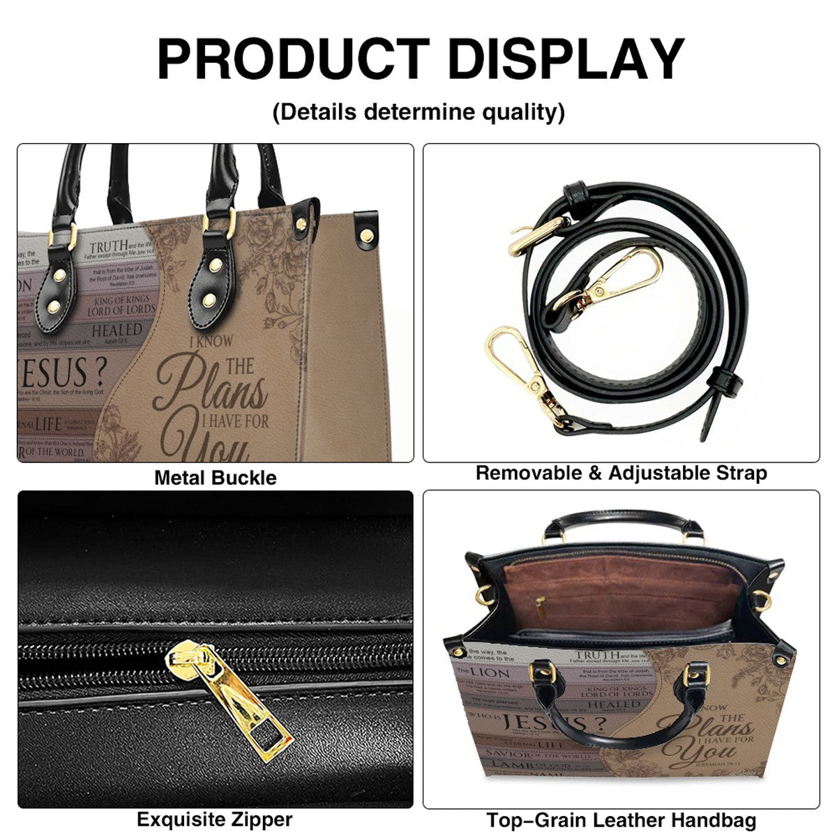 Personalized Leather Handbag for Christian Women – Jeremiah 29:11 “I Know the Plans I Have for You” – CHRISTIANARTBAG Faith Purse Gift