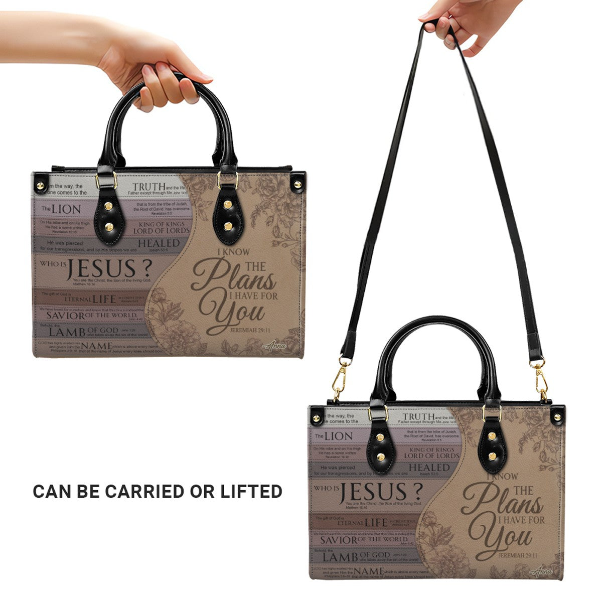 Personalized Leather Handbag for Christian Women – Jeremiah 29:11 “I Know the Plans I Have for You” – CHRISTIANARTBAG Faith Purse Gift