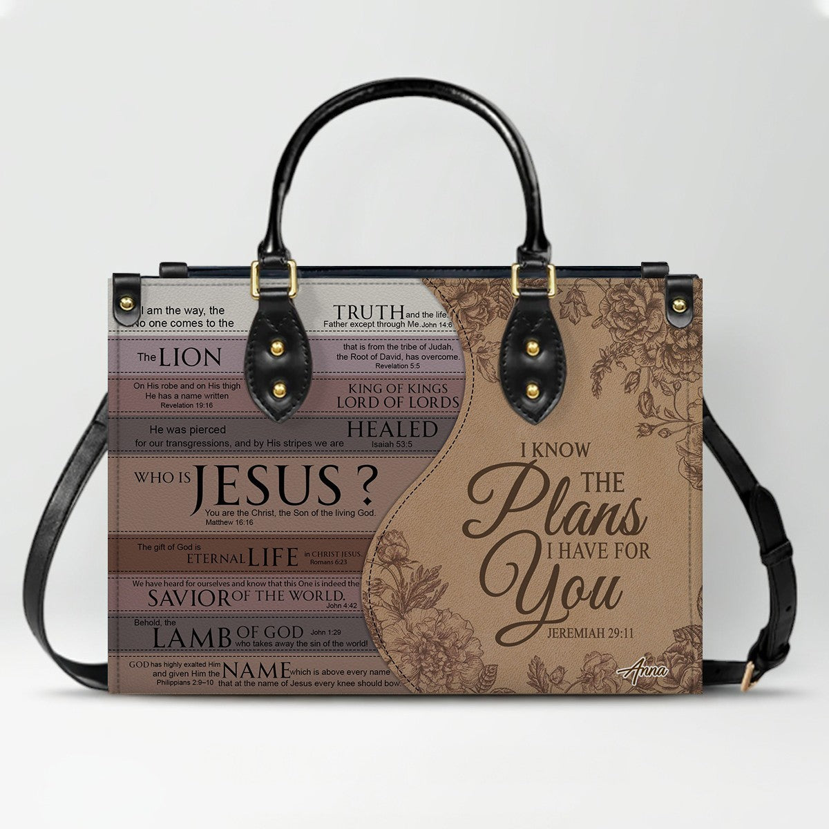 Personalized Leather Handbag for Christian Women – Jeremiah 29:11 “I Know the Plans I Have for You” – CHRISTIANARTBAG Faith Purse Gift
