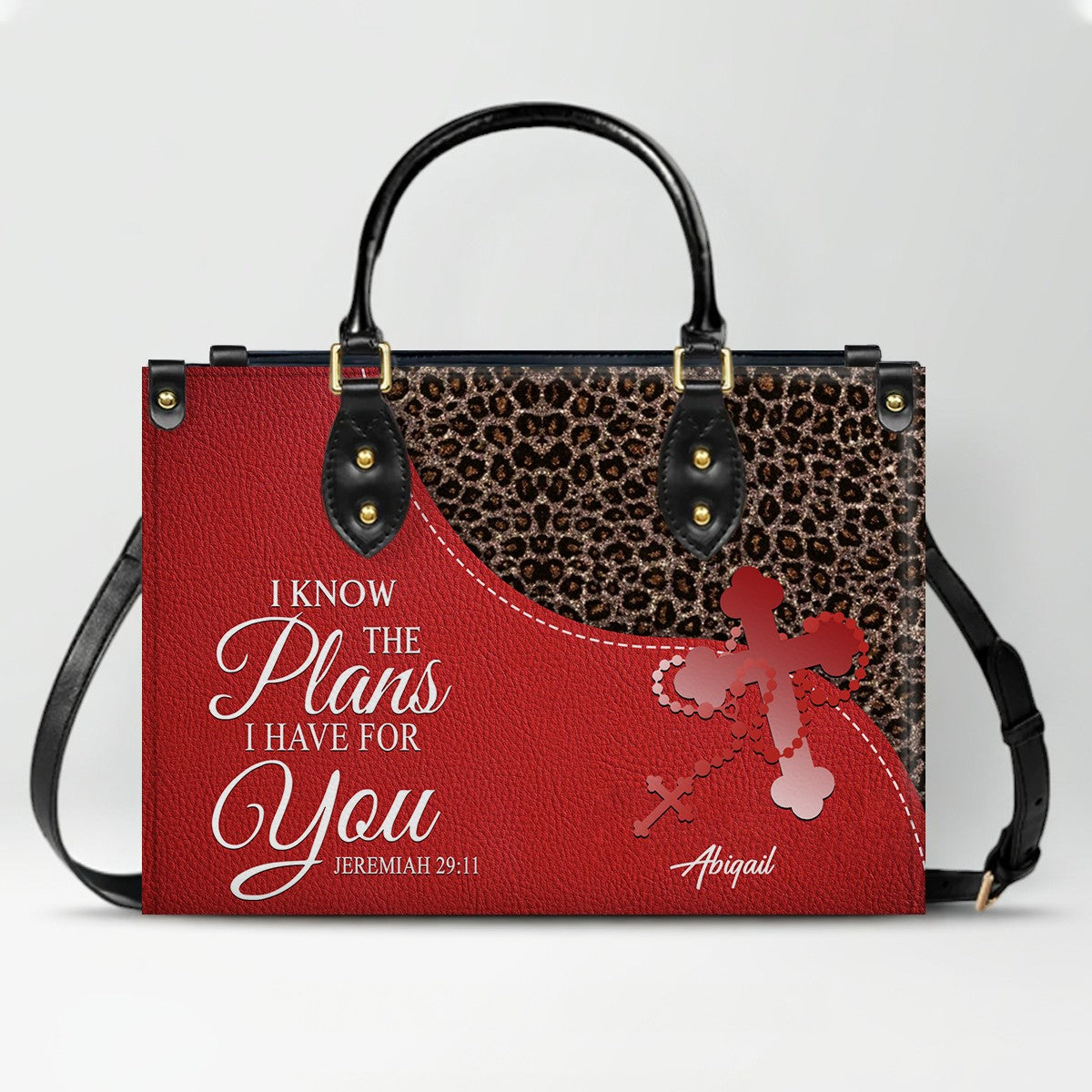 Personalized Christian Leather Handbag with Custom Bible Verse – Leopard Print Faith Purse Gift for Women by CHRISTIANARTBAG