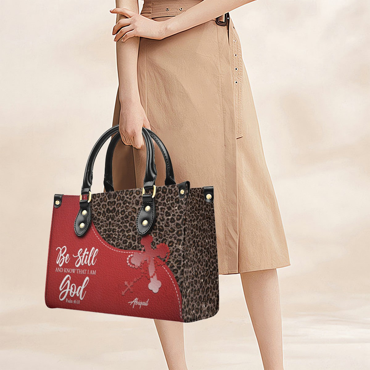 Personalized Christian Leather Handbag with Custom Bible Verse – Leopard Print Faith Purse Gift for Women by CHRISTIANARTBAG