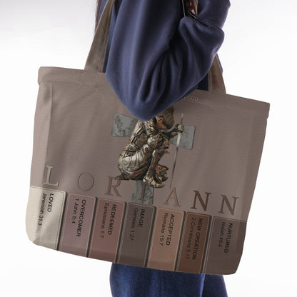 Personalized Christian Tote Bag with Bible Verses – Custom Name & Skin Tone | CHRISTIANARTBAG