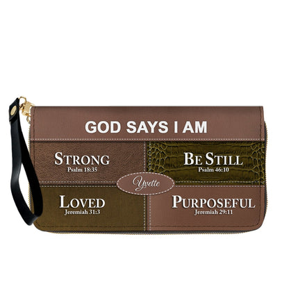 Personalized “God Says I Am” Leather Handbag for Christian Women – Custom Name & Color | CHRISTIANARTBAG 0111825