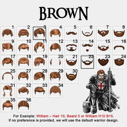 Personalized Christian Hawaiian Shirt – Custom Name, Hair & Beard Style Warrior of Christ Design