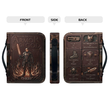 Personalized Bible Cover Armor of God | Custom Name Leather Bible Case with Handle | Christian Gift for Men Women | CHRISTIANARTBAG CAB01060926