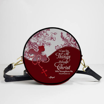 Personalized Circle Leather Crossbody Bag – Custom Name, Color & Bible Verse | CHRISTIANARTBAG