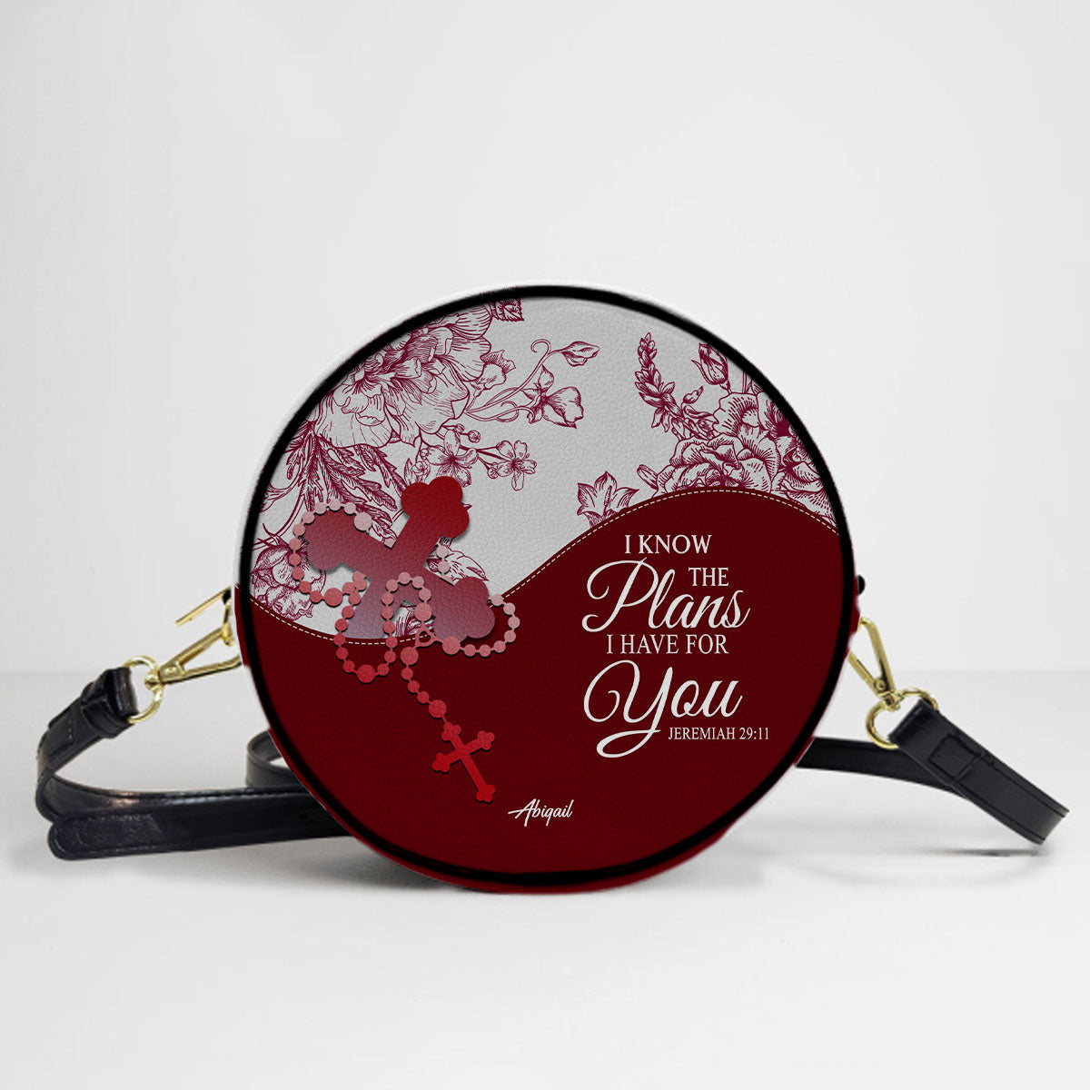 Personalized Circle Leather Crossbody Bag – Custom Name, Color & Bible Verse | CHRISTIANARTBAG