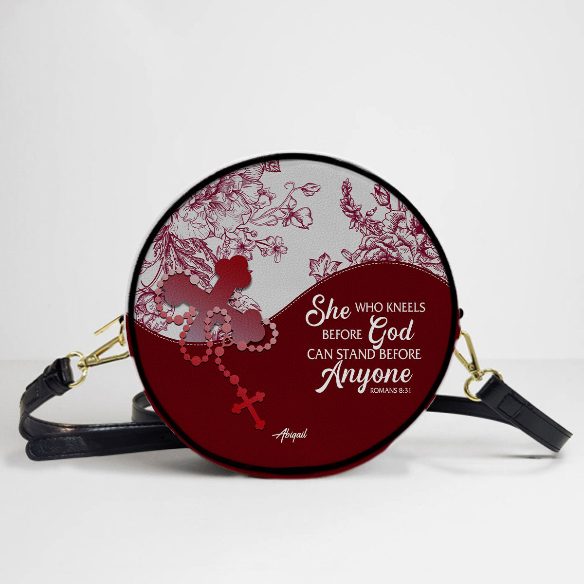 Personalized Circle Leather Crossbody Bag – Custom Name, Color & Bible Verse | CHRISTIANARTBAG