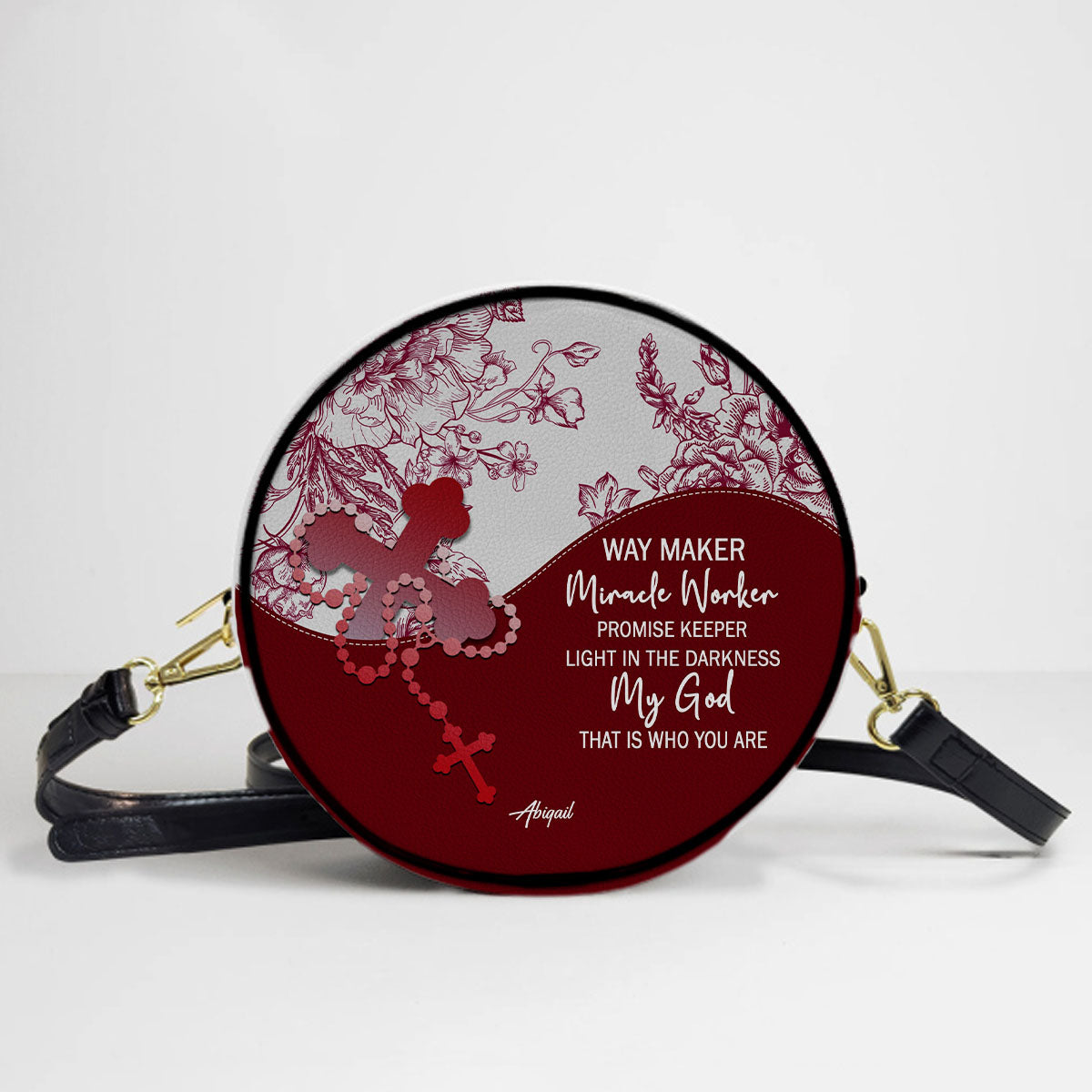 Personalized Circle Leather Crossbody Bag – Custom Name, Color & Bible Verse | CHRISTIANARTBAG