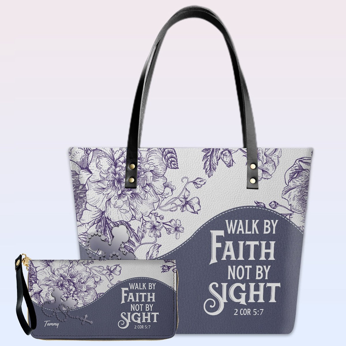 Personalized Leather TOTE Bag Luxury Set with Bible Verses – Christian Gift for Women | CHRISTIANARTBAG