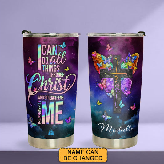 Discover the Perfect Gift: I Can Do All Things Through Christ Who Strengthens Me Philippians 4 13 Galaxy Stainless Steel Tumbler | CHRISTIANARTBAG