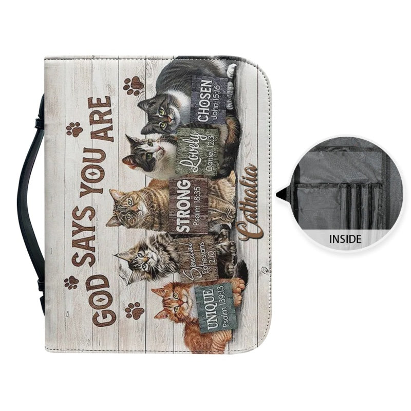 Christianartbag Bible Cover, God Says You Are Bible Cover, Personalized Bible Cover, Cat Bible Cover, Christian Gifts, CAB02251023. - Christian Art Bag