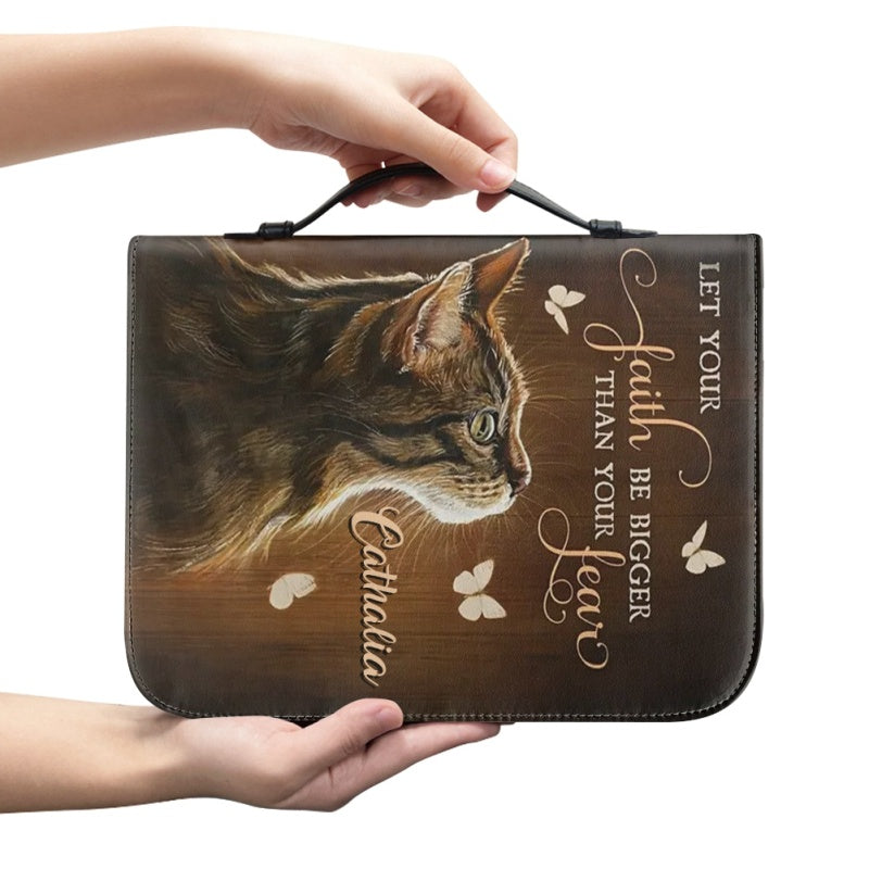 Christianartbag Bible Cover, Let Your Faith Be Bigger Than Your Lear Bible Cover, Personalized Bible Cover, Cat Bible Cover, Christian Gifts, CAB04251023. - Christian Art Bag