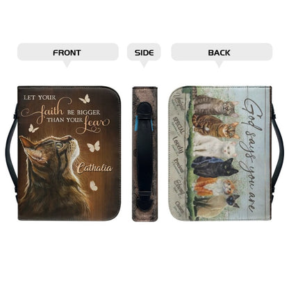 Christianartbag Bible Cover, Let Your Faith Be Bigger Than Your Lear Bible Cover, Personalized Bible Cover, Cat Bible Cover, Christian Gifts, CAB04251023. - Christian Art Bag