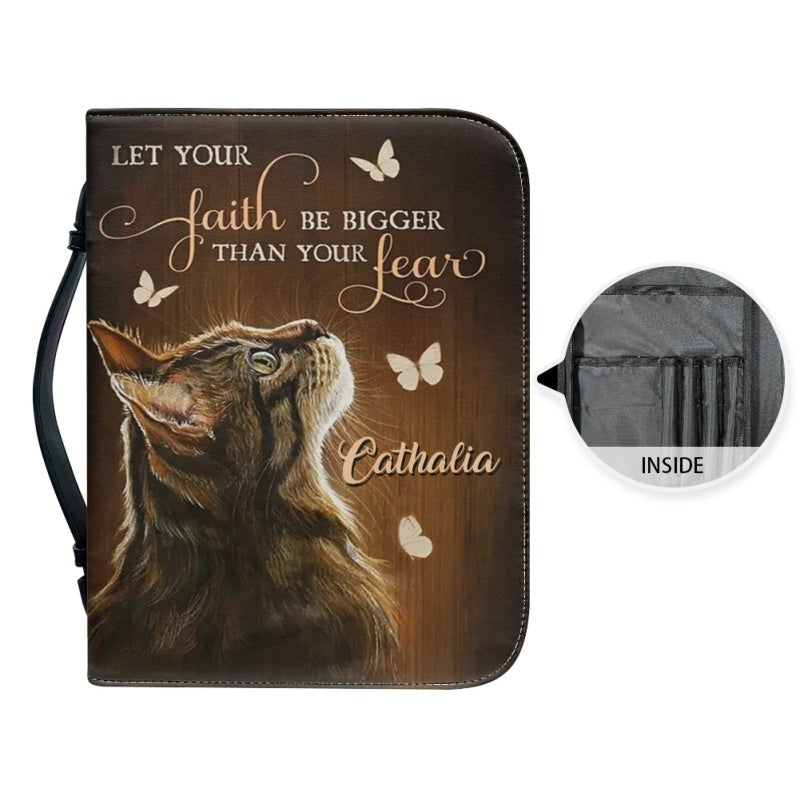 Christianartbag Bible Cover, Let Your Faith Be Bigger Than Your Lear Bible Cover, Personalized Bible Cover, Cat Bible Cover, Christian Gifts, CAB04251023. - Christian Art Bag