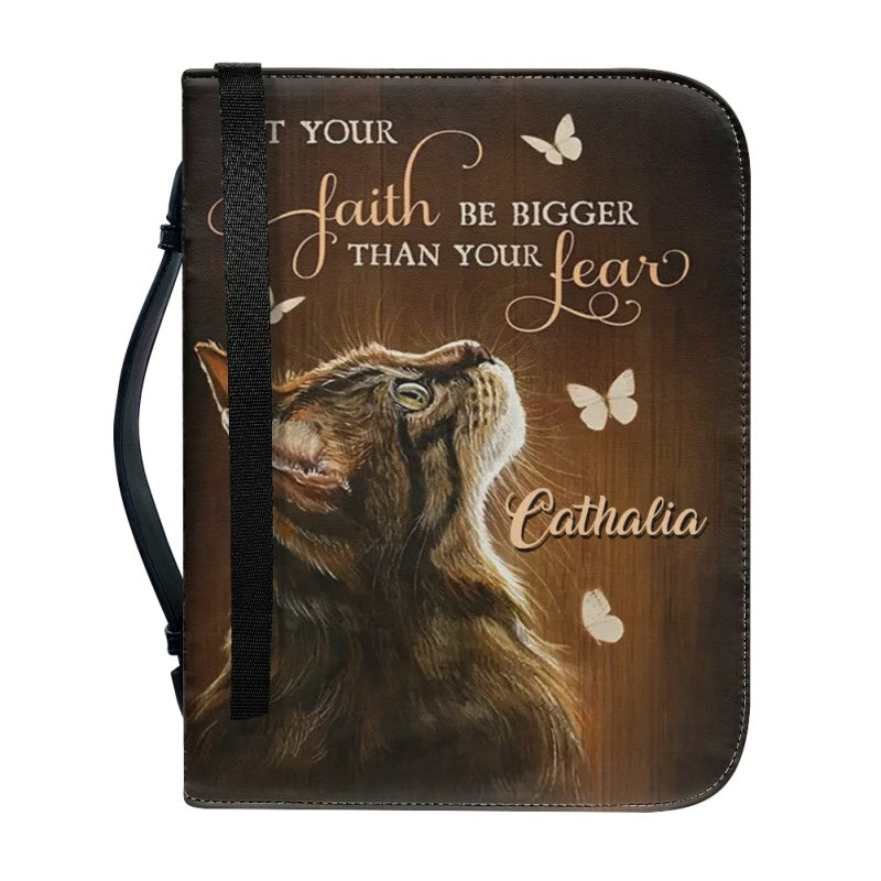 Christianartbag Bible Cover, Let Your Faith Be Bigger Than Your Lear Bible Cover, Personalized Bible Cover, Cat Bible Cover, Christian Gifts, CAB04251023. - Christian Art Bag