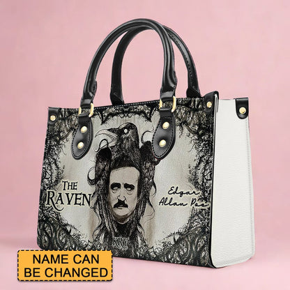 Christianartbag Novel Bags, Personalized Leather Handbags for Literary Enthusiasts, The Raven Edgar Allan Poe Leather Handbag, CABHN01120324