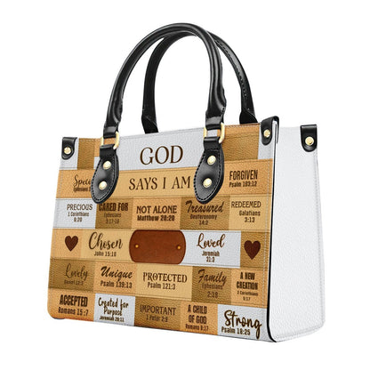 Christianartbag Handbags, God Says I Am Leather Handbag, Personalized Bags, Gifts for Women, Christmas Gift, CABLTB0117724.