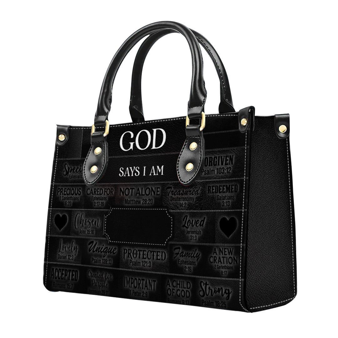 Christianartbag Handbags, God Says I Am Leather Handbag, Personalized Bags, Gifts for Women, Christmas Gift, CABLTB0117724.