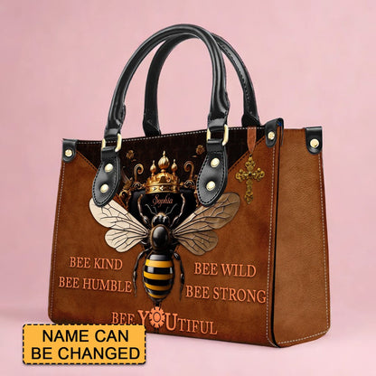 CHRISTIANARTBAG Personalized Leather Handbag - Bee Kind Bee Wild Bee Humble Bee Strong Bee You Tiful - CABLTHB01180524.