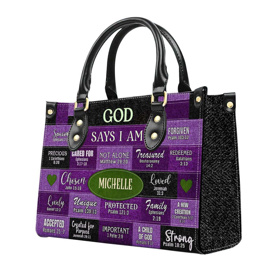 Christianartbag Handbags, God Says I Am Leather Handbag, Personalized Bags, Gifts for Women, Christmas Gift, CABLTB0117724.