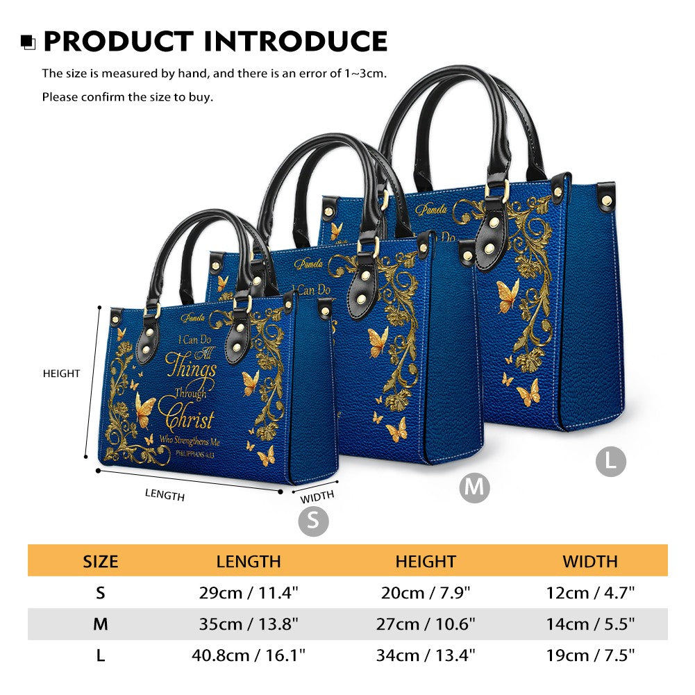 Personalized Christian Leather Handbag – Gold Navy Bible Verse Tote for Women | CHRISTIANARTBAG CAB01122525