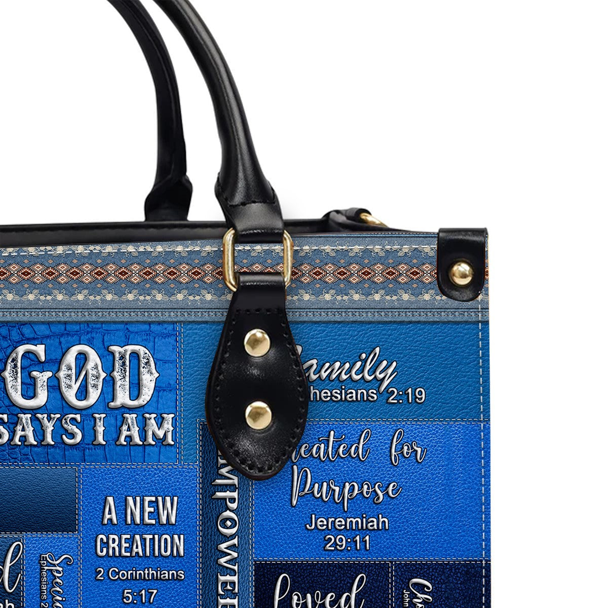 Christianartbag Handbags, God Says I Am Leather Handbag Blue, Personalized Bags, Gifts for Women, Christmas Gift, CABLTB05240923.