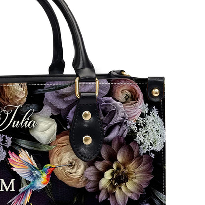 Customizable Leather Tote with Floral Design - 'Your Name' Personalized Bag by CHRISTIANARTBAG CABLTHB01150424.
