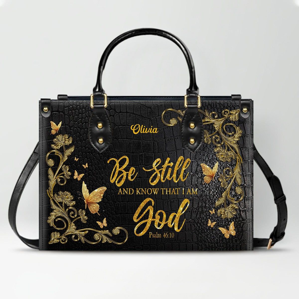 Personalized Leather Handbag with Custom Name & Bible Verse - Personalized Christian Leather Handbag & Wallet Set | CHRISTIANARTBAG™ CAB01101326